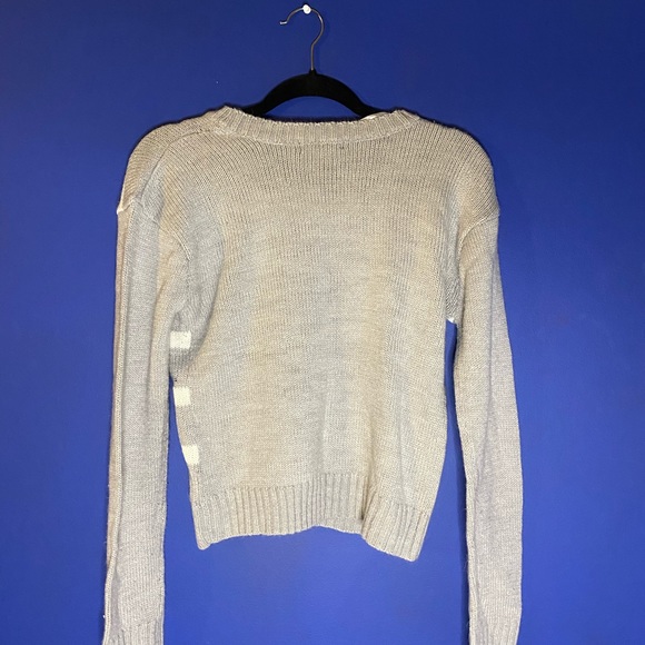 Business Casual Grey Striped Sweater - Picture 3 of 3